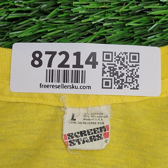 Vintage 1986 Screen-Stars Shirt Womens M/L 18x24 Yellow USA - Picture 5 of 13